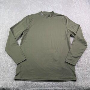 Under Armour Shirt Mens 2XL XXL Green Mock Neck Compression Cold Gear Base Layer